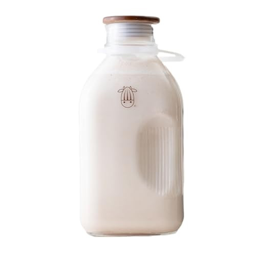 Almond Cow - Glass Pitcher with Lid and Spout, Bottle for Refrigerator, Clear Milk Jug, Food-Grade Glass Liquid Container, 60 fl oz Capacity, 5 x 4 x 10 Inches | Amazon (US)
