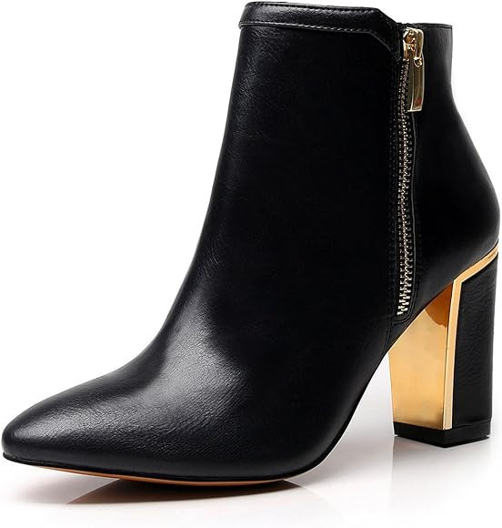 DUNION Armony Women's Stylish Shiny Chunky Heel Dress Boot Wedding Party Daily Fashion Ankle Boot... | Amazon (US)