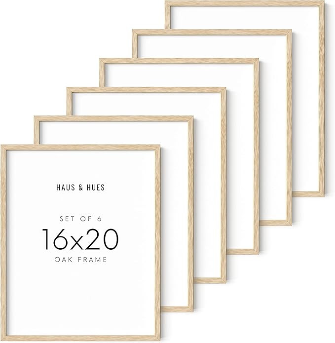 Haus and Hues 16"x20" Beige Oak Wood Picture Frame Set of 6 - 16x20 Wood Picture Frame, 16x20 Fra... | Amazon (US)
