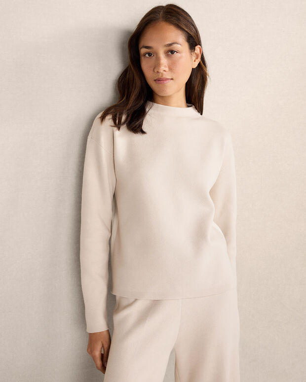 Tuxedo Stripe Funnel Neck Pullover | Haven Well Within