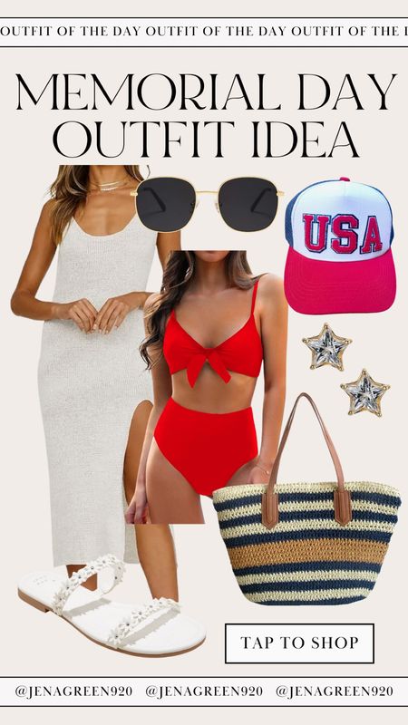 Memorial Day Outfit | Memorial Day Outfit Idea | Red Swimsuit | USA Trucker Hat 

#LTKfindsunder50 #LTKfindsunder100 #LTKstyletip