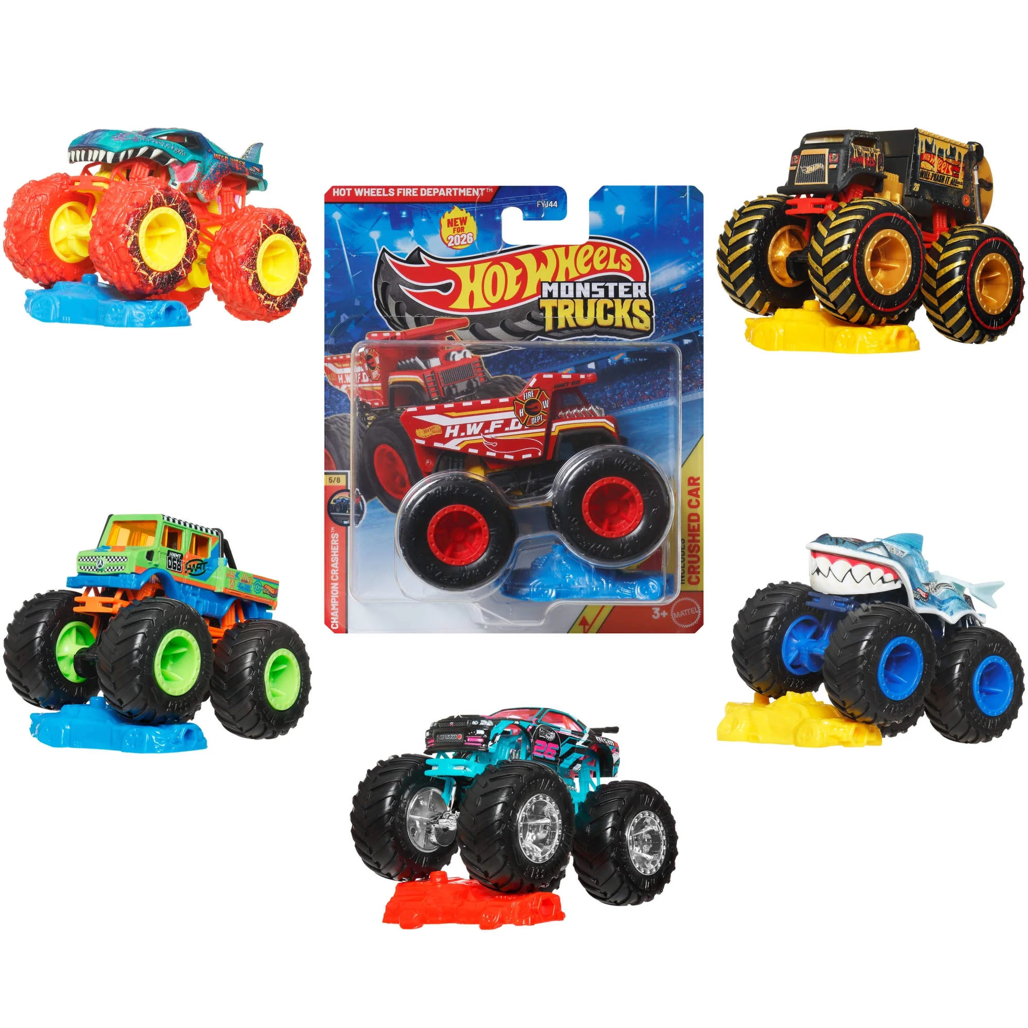 Hot Wheels Monster Trucks, 1:64 Scale Toy Truck & 1 Crushable Car (Styles May Vary) | Walmart (US)