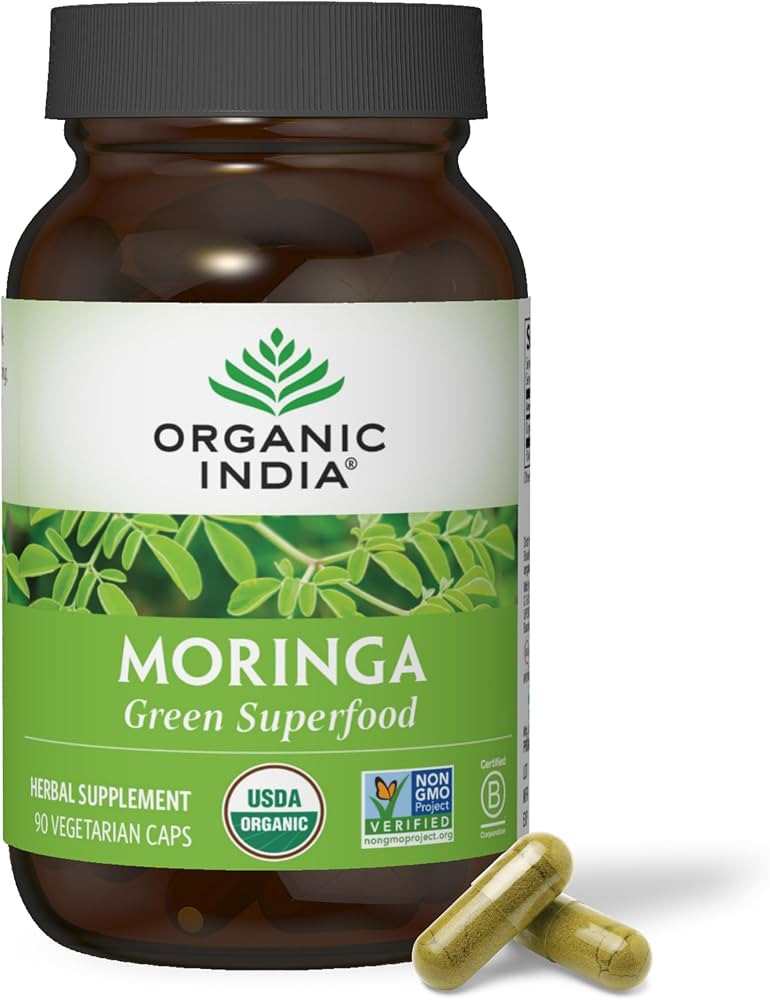 ORGANIC INDIA Moringa Capsules Organic - Moringa Supplement - Green Superfood, Moringa Leaf Capsu... | Amazon (US)