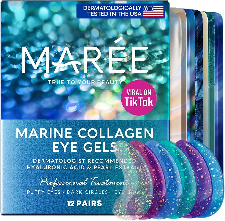 Maree Eye Gel Pads - Reduce Wrinkles, Puffy Eyes, Dark Circles, Eye Bags - Natural Marine Collage... | Amazon (US)