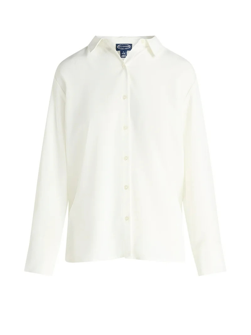 Scoop Women’s and Women’s Plus Relaxed Fit Button Front Shirt, Sizes XS-4X - Walmart.com | Walmart (US)