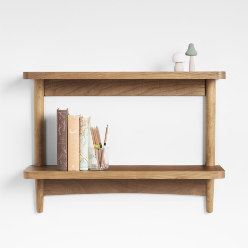Hampshire Natural Brown Wood 2-Tier Kids Wall Shelf + Reviews | Crate & Kids | Crate & Barrel