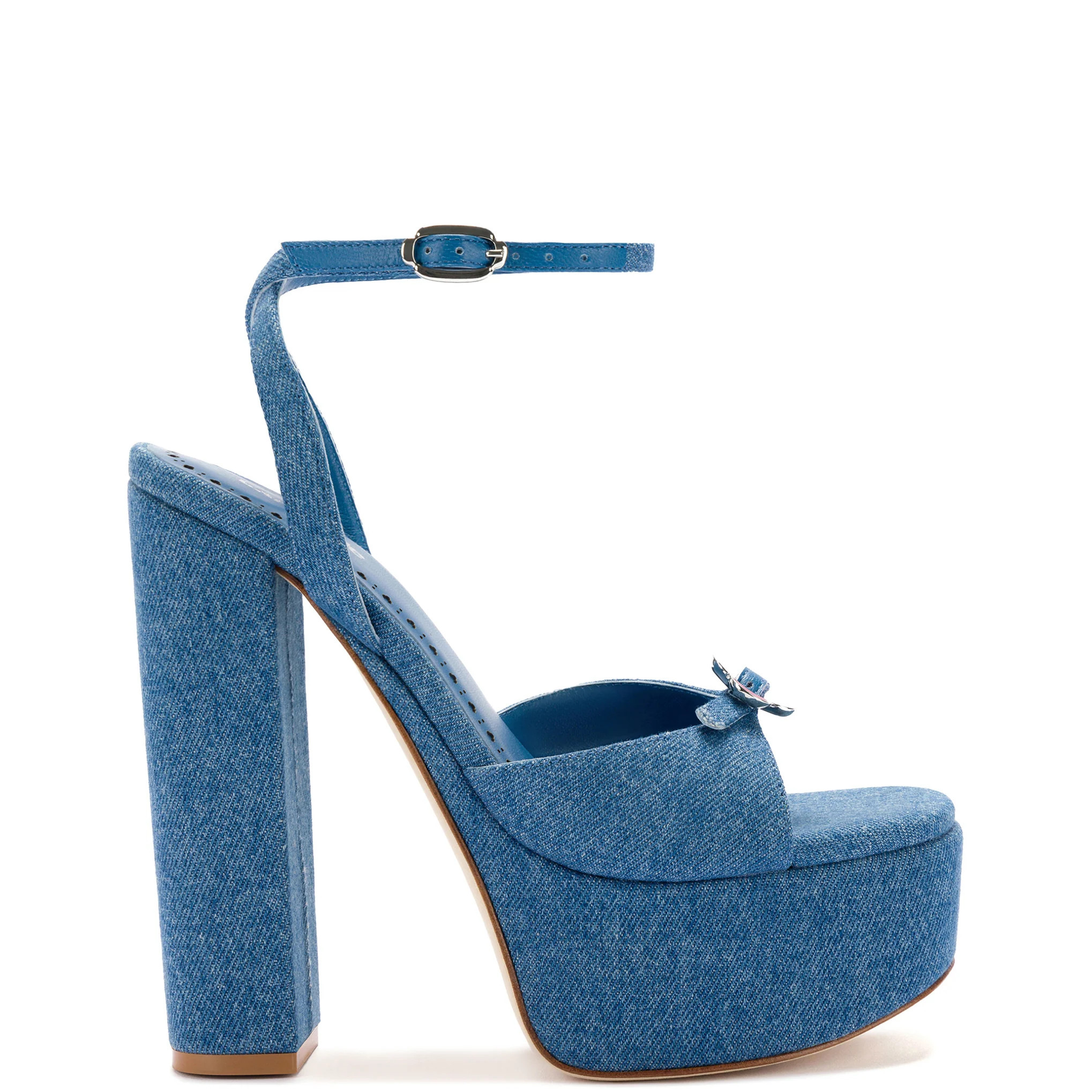 Daisy Platform In Blue Stoned Denim | Larroude