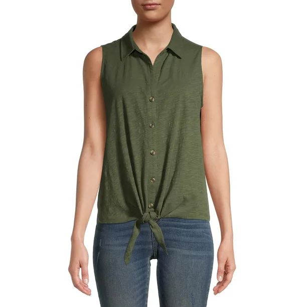 Time and Tru Women's Knot Hem Tank Top | Walmart (US)