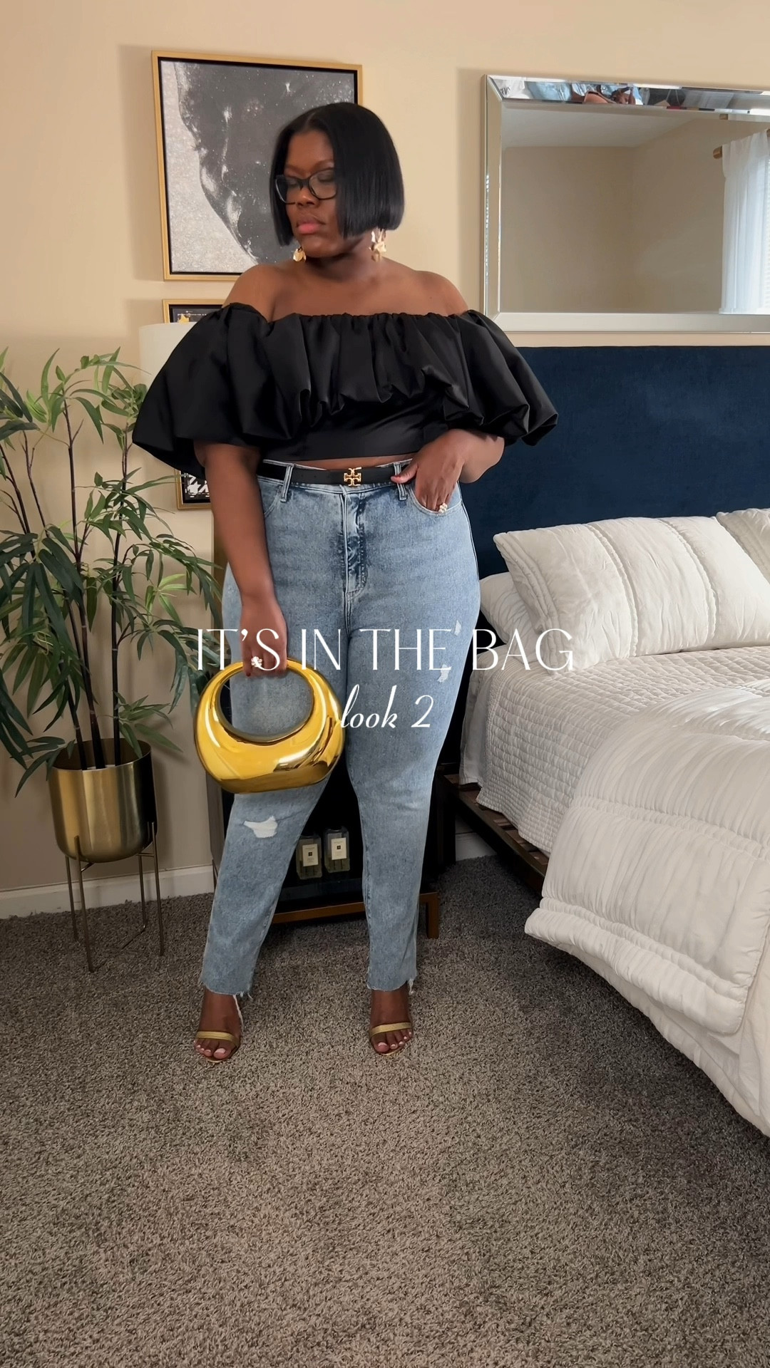 A little casual chic realness for this look! I love the elevated, approach to elevated casual! If your style/tastes aren’t statement pieces and you want to tone down the look, try a simple black off the shoulder top without the volume. You still get the sass of showing your shoulders and look elevated and stylish. 

Where this to: lunch, brunch, a day event… grocery shopping! 😅 No but seriously, you can wear this wherever you want. 

#LTKstyletip #LTKSpringSale #LTKplussize