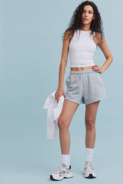 Sweatshorts - Regular waist - Short - Light gray melange - Ladies | H&M US | H&M (US, CA, MX)