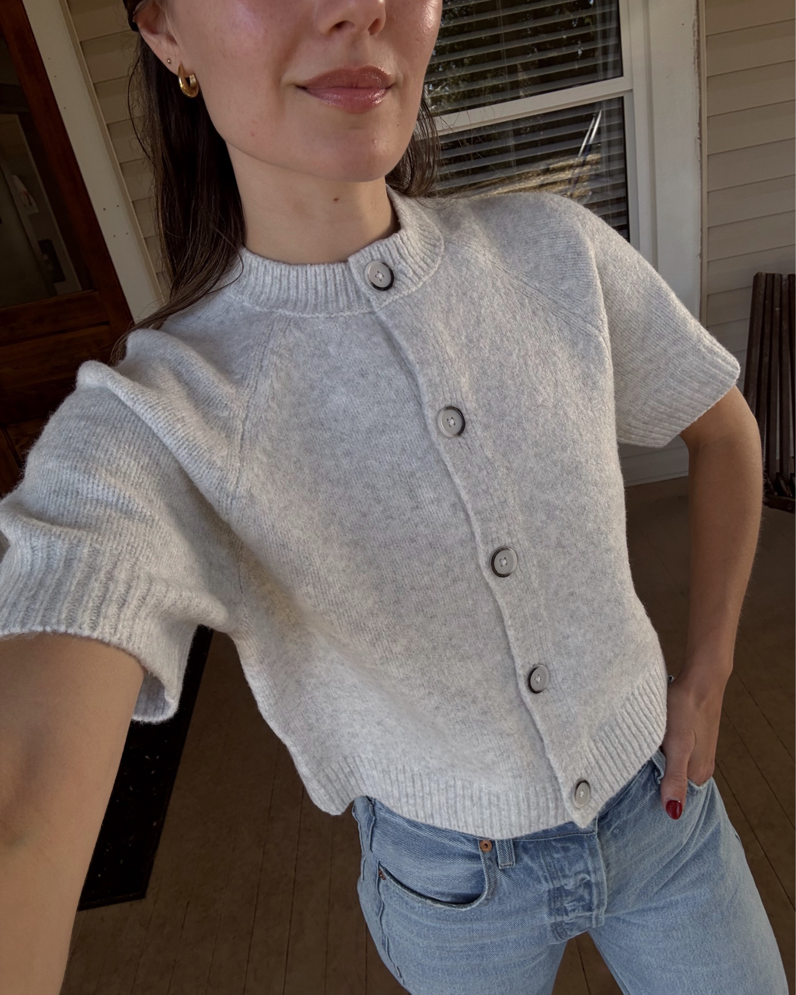 Impressed with this target sweater cardigan!! Wearing a small. It's so soft and only $25!