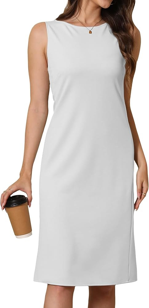 Women Business Sheath Midi Dress, 2025 Summer Sleeveless A-line Slimming Work Pencil Skirt | Amazon (US)