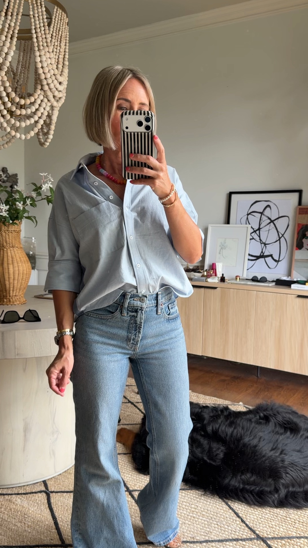 Spring Outfit 
Old Navy jeans in a size 0. I love the casual bootcut fit of these!
Short sleeve button down - i sized down to xxs
 colorful accessories
jelly shoes
jelly sandals

#LTKootd #LTKSaleAlert #LTKOver40