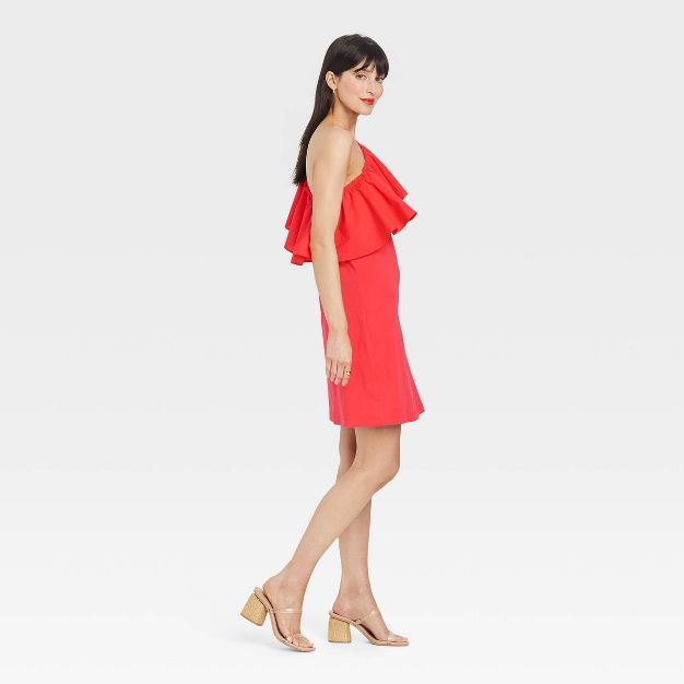 Women's One Shoulder Ruffle Sleeveless Dress - A New Day™ | Target