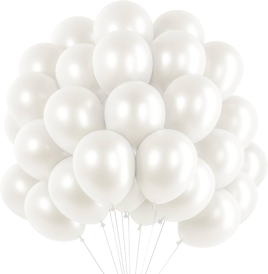 RUBFAC 120pcs White Balloons 12 Inches Pearl White Balloons, Bright Color Latex Party Balloons fo... | Amazon (US)