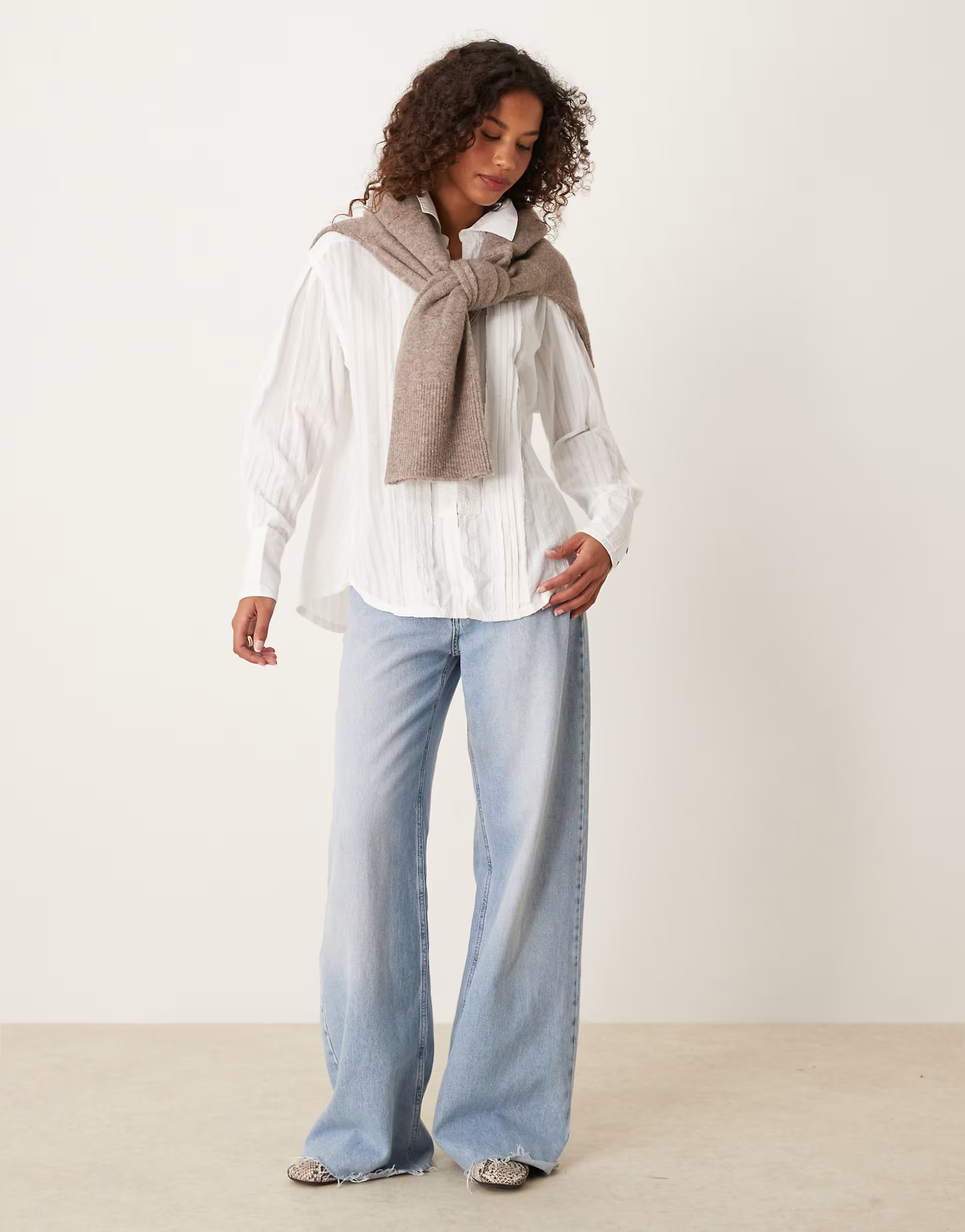 Free People tuxedo oversized shirt in white | ASOS | ASOS (Global)