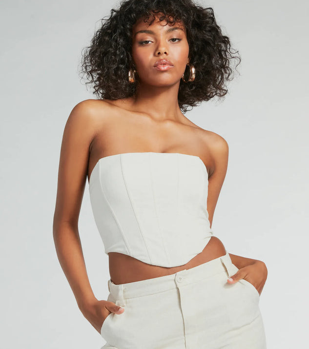 What A Girl Wants Strapless Linen Bustier | Windsor Stores