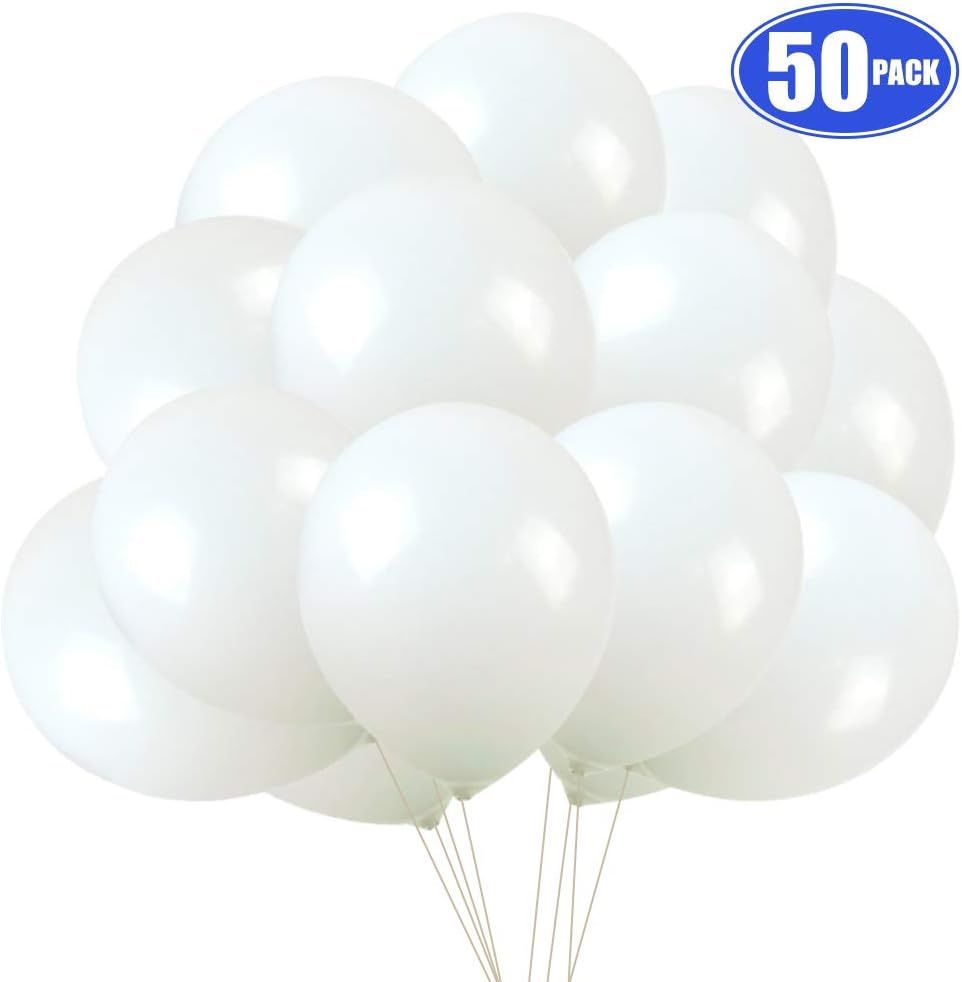 White Balloons Latex Party Balloons, 50 pack 12 Inches Helium balloons for Wedding Birthday Party... | Amazon (US)