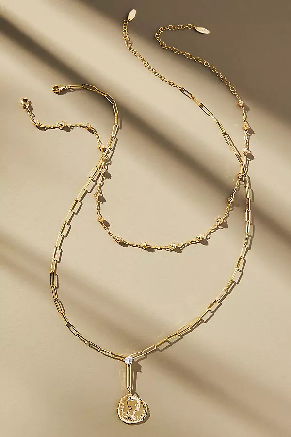 Layered Coin Paperclip & Ball Chain Necklaces, Set of 2 | Anthropologie (US)