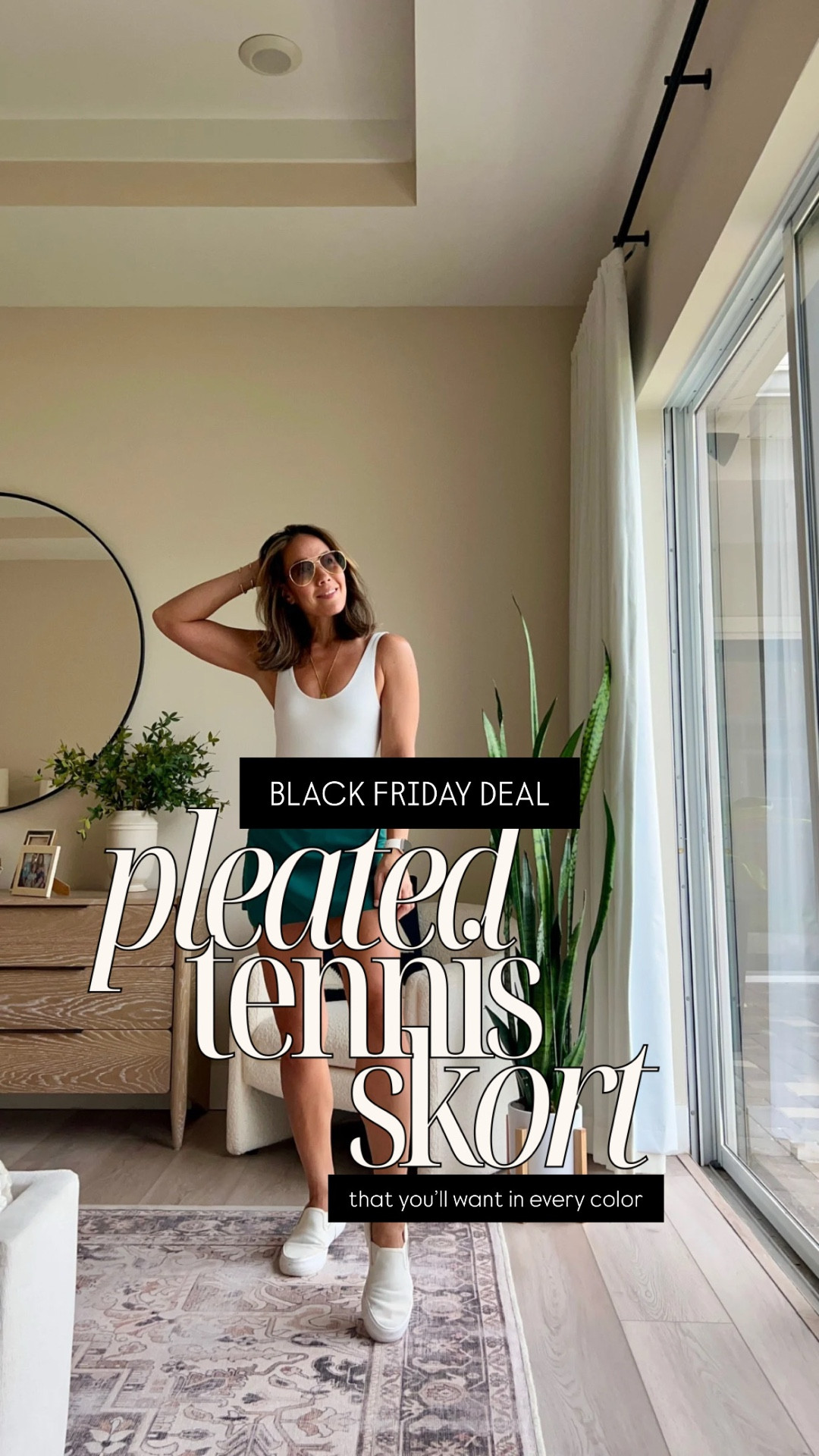 EARLY BLACK FRIDAY DEAL ALERT ‼️Resharing this because the tennis skort is majorly discounted for Black Friday — and it was one of my top bestsellers last month.

The fit is so flattering: a smooth front, flirty pleats in the back, and built-in biker shorts with a rubber-lined hem so nothing rides up. It even has a discreet zip pocket for keys or cards.

It’s cute, functional, and comes in so many colors. I have the white and emerald, and I linked the other shades I’m eyeing.

#LTKGiftGuide #LTKootd #LTKCyberWeek