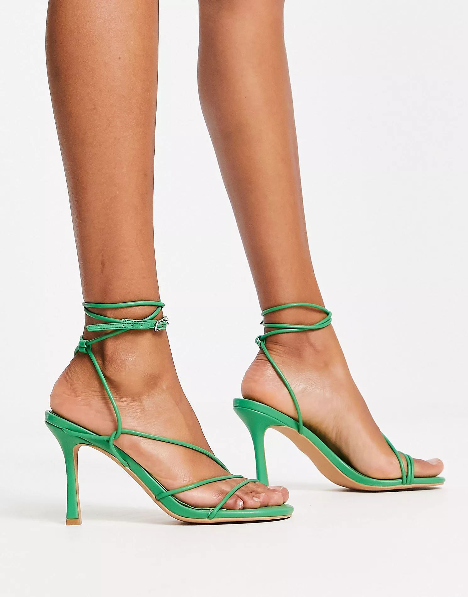 NA-KD strappy heeled sandals in green | ASOS (Global)