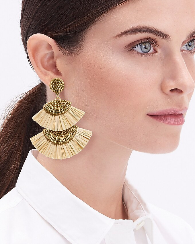 Beaded fan statement earrings | J.Crew Factory