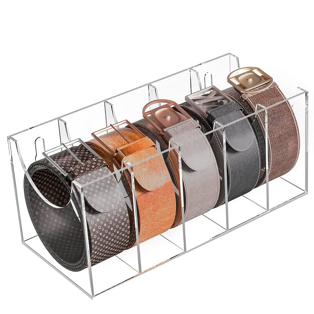 Sezanrpt 5 Fächer Acryl Gürtel Organizer, klarer Gürtel Display Case für Krawatte Organizer a... | Amazon (DE)