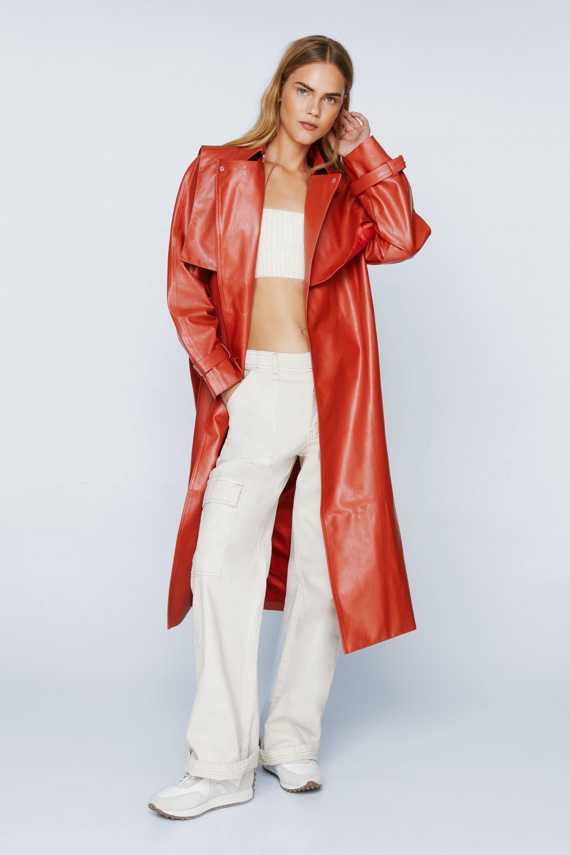 Belted Faux Leather Trench Coat | Nasty Gal (US)