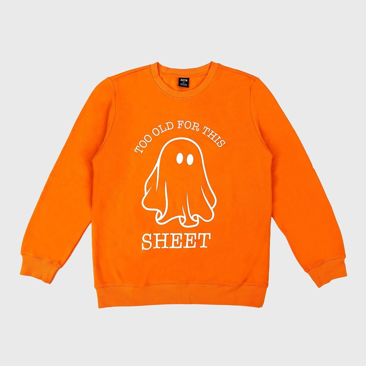 Men's Too Old Sheet Graphic Pullover Sweatshirt - Orange | Target