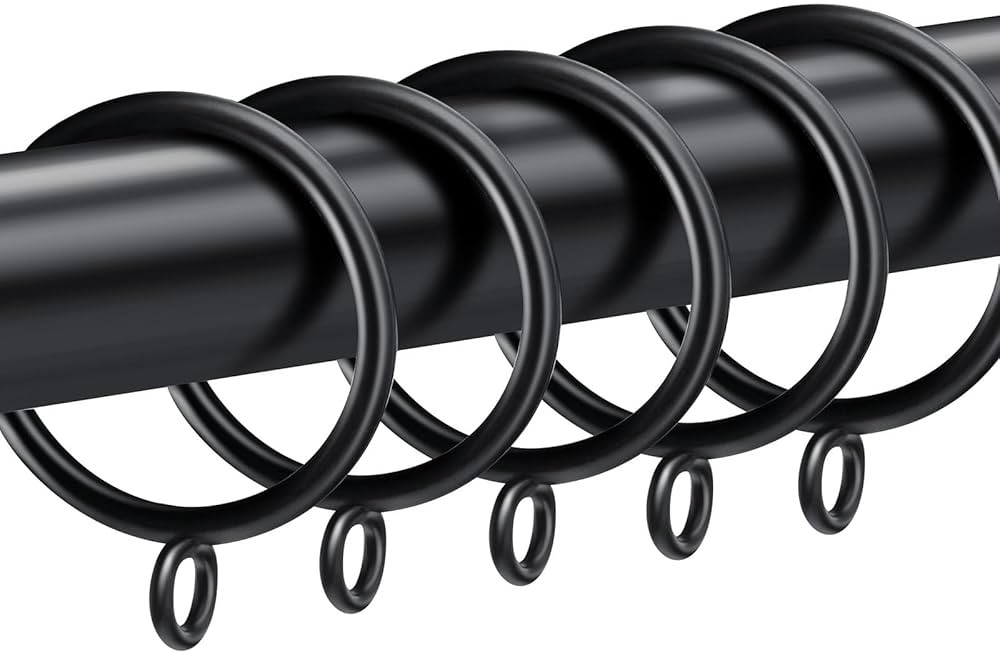 30 PCS Curtain Rings, 1.5 Inch Curtain Rings Metal Drapery Ring for Curtain Rods Black | Amazon (CA)