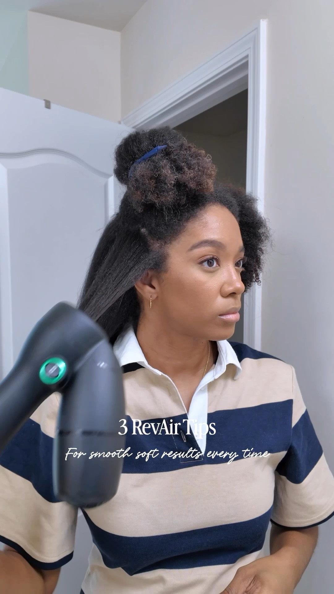 I will see the comment on my videos that after using the RevAir some notice dry, straw like hair. Here are my top tips to avoid this! 

1. Make sure your hair is in good condition if you want to see good results. What goes in the RevAir will come back out! I would recommend a good moisturizing shampoo and deep conditioner before stretching your hair. If you are using a detox shampoo or clarifying shampoo it’s important to bring that moisture back into your hair with a deep conditioner or it will come out feeling very dry. I have several favorites I recommend! 
2. Make sure you are applying some type of  leave in heat protectant spray to your hair before using the tool. I have tried a lot and a good light weight spray will do the trick and give you soft cloud like results. If you notice your results feeling sticky it’s more than likely the leave in spray. Not all sprays are created equal. 
3. Make sure to detangle each piece before you place it in the tool. If you place a tangled piece into the tool it will come out tangled and hard to maneuver. Detangle with a detangling brush not comb, to get the best results. 

If you are still seeing straw like results you may be overdo for a trim. Make sure to keep up with your trims so you are not working with split ends which give your hair a more puffer look. 

You may also need to adjust the setting that you are using it on. I use the highest tension setting 7 and temperature setting II (220F). And remember the RevAir uses less heat than normal dryers so don’t let using the highest setting scare you. Along with the leave in heat protectant spray you should be more than protected! 
