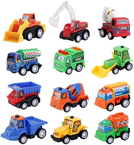 Toy Cars Tracks for 3 4 5 Year Old Boys 12 Packs Mini Pull Back Vehicles Construction Excavator T... | Amazon (US)
