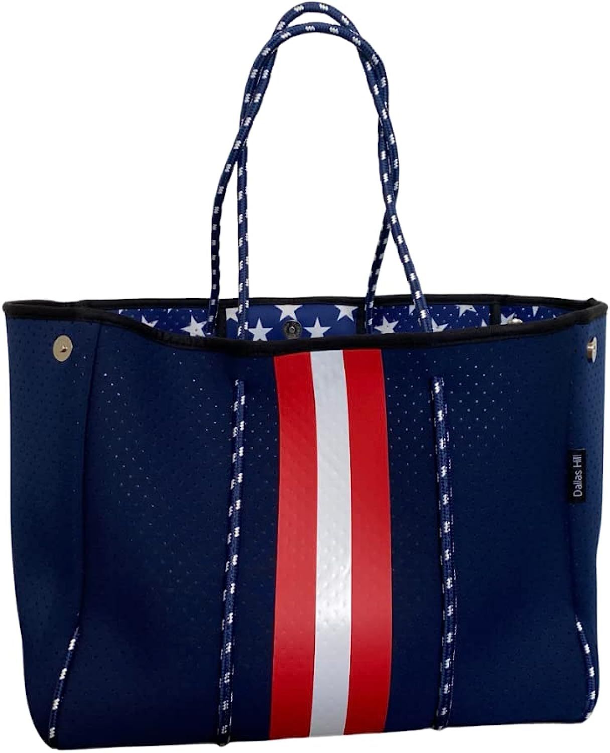 Neoprene Large Tote Bag Weekender Red White Blue Interior Stars for Women Travel Beach Pool XLarg... | Amazon (US)