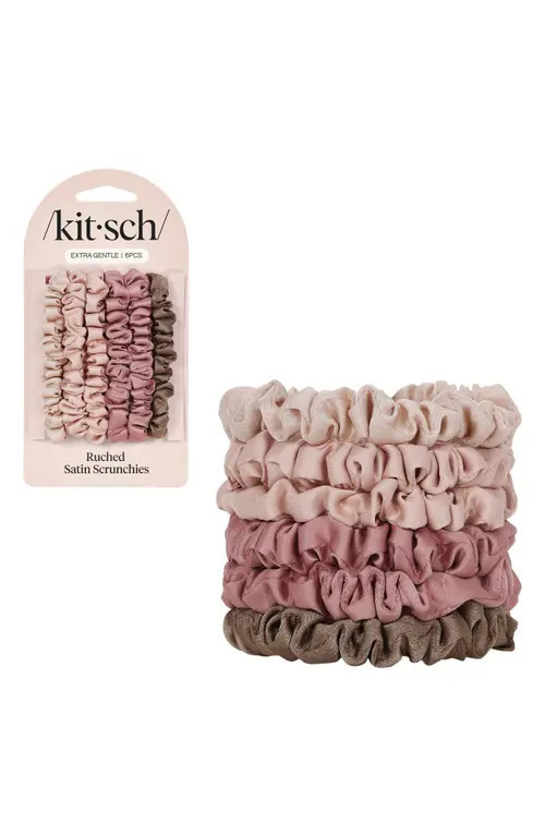 Kitsch Satin Ultra Petite 6-Pack Scrunchies in Terraccota at Nordstrom | Nordstrom