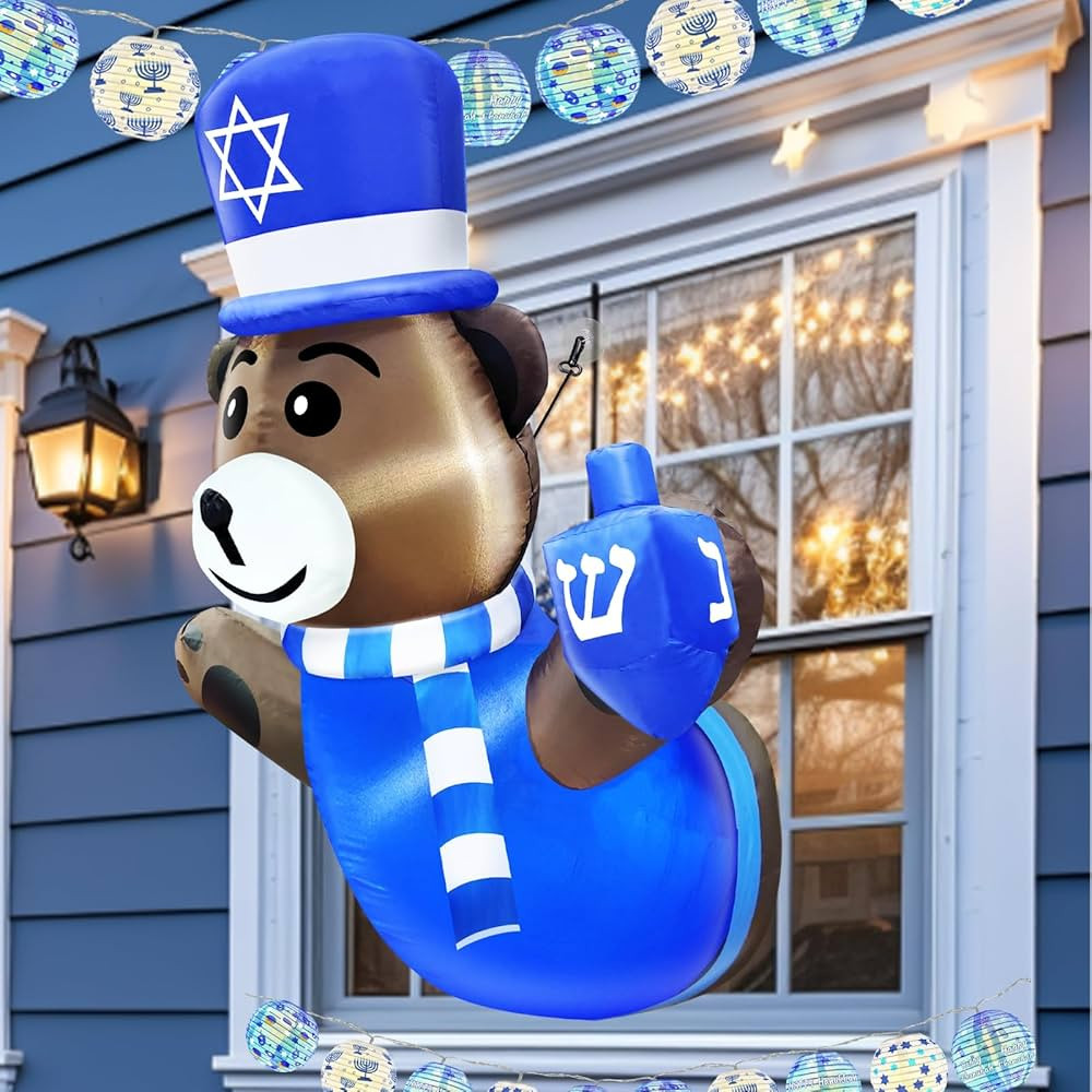 TURNMEON 4 Foot Hanukkah Inflatable Bear Broke Out from Window, Hanukkah Blow Up Bear Hanukkah In... | Amazon (US)