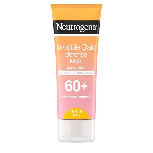 Neutrogena Invisible Daily Sunscreen Lotion, Broad Spectrum SPF 60+, Oxybenzone-Free & Water-Resistant, Sun or Environmental Aggressor Protection, Antioxidant, 3 Fl Oz (Pack of 1) | Amazon (US)