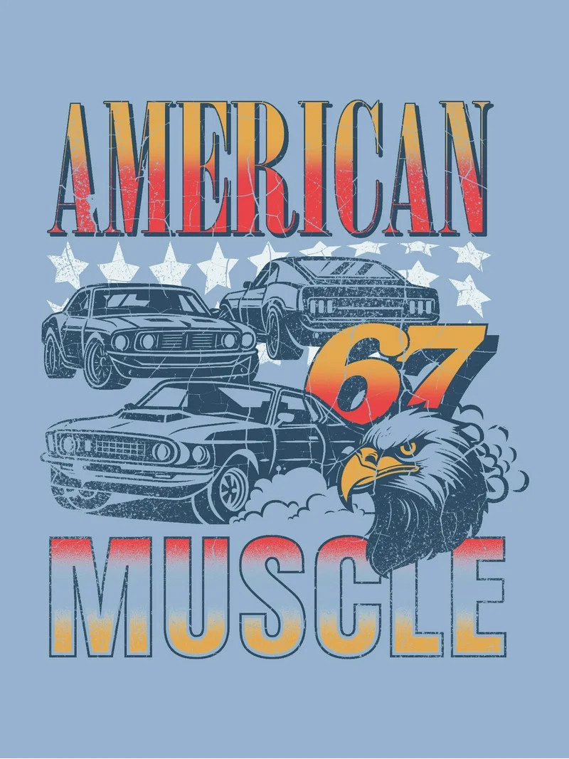 Wonder Nation Boys American Muscle, Crew Neck, Short Sleeve, Graphic T-Shirt, Sizes 4-18 | Walmart (US)