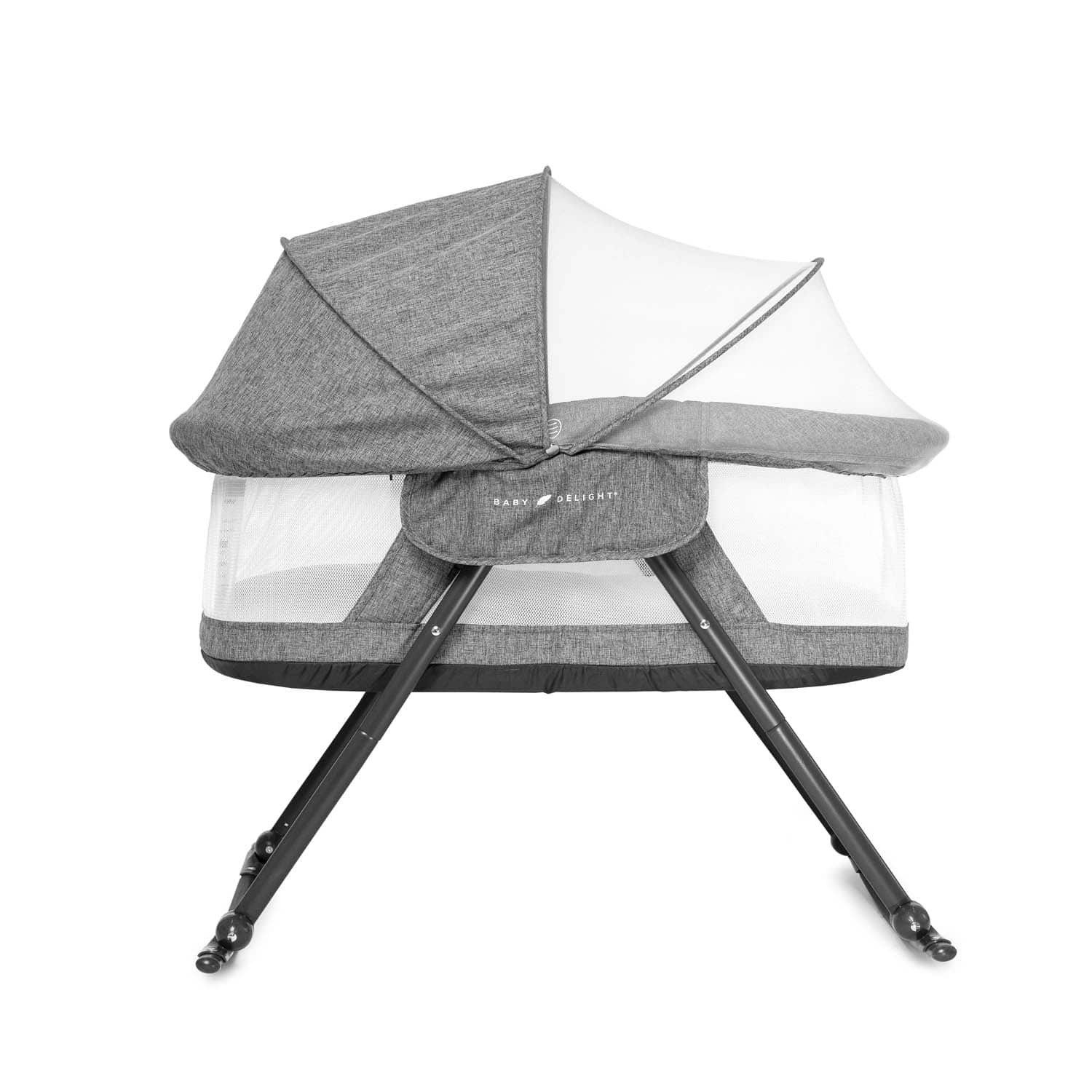 Slumber Deluxe Portable Rocking Bassinet - Charcoal Tweed | Baby Delight