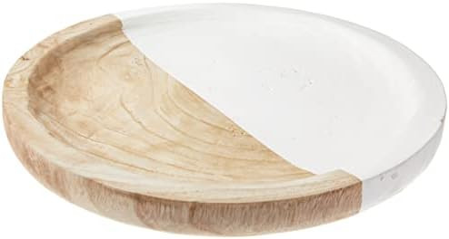 Mud Pie Paulownia Round Tray Set, small 14" dia | large 16" dia, White | Amazon (US)