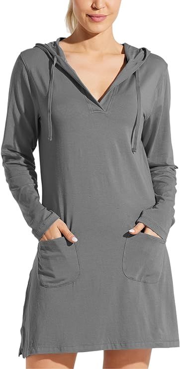 Willit Women's UPF 50+ Beach Coverup Dress SPF Long Sleeve Dress Hooded with Pockets Sun Protecti... | Amazon (US)