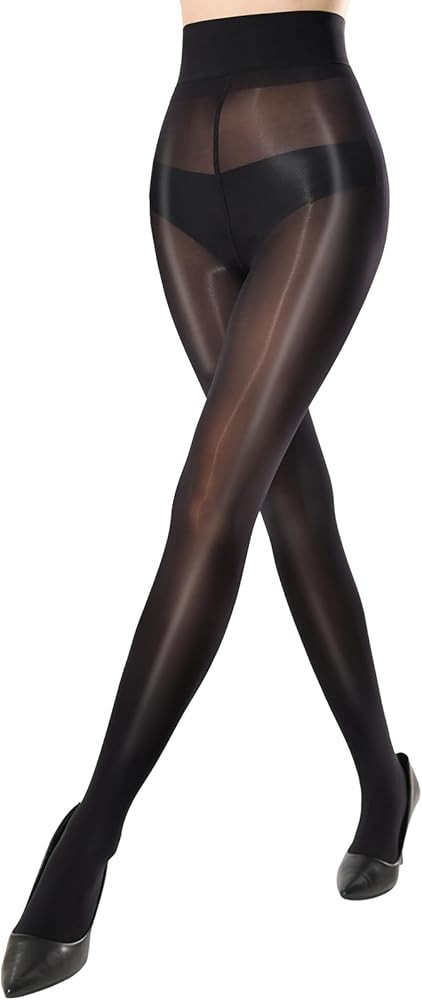 MANZI Women's Shiny Pantyhose Sheer Shimmer Tights High Waist Oil Shimmery Ultra Silky Nylons Pan... | Amazon (US)