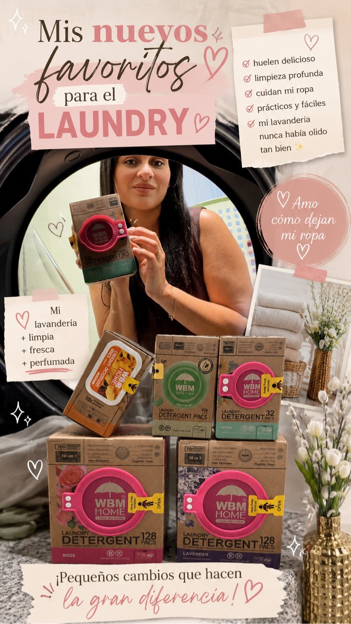 Seamos honestas… lavar ropa no es precisamente nuestro plan favorito como mamás 😂🫧 pero si nos toca hacerlo, por lo menos que huela delicioso y sea práctico ✨

Últimamente estoy usando los detergent pacs de WBM Home y honestamente me sorprendieron 💕
La ropa queda súper fresca, tienen aromas deli y además cuentan con línea para bebés 👶🩷

Definitivamente hacen que el laundry day se sienta más aesthetic y menos complicado ✨🧺

¿Cuál fragancia probarías tú? 👀💖

#UGCcreator #LaundryRoutine #MomContent #WBMHome #CleanGirlHome