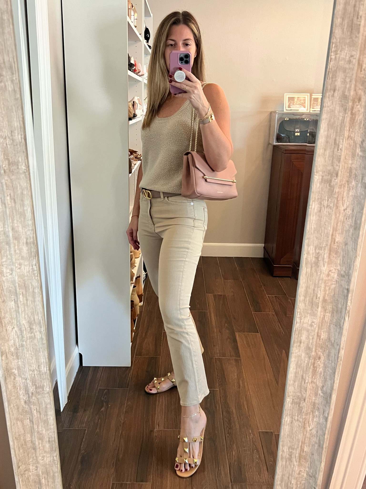 Is it still warm where you are? (It’s 95 here in October!) 🥵 Opt for a neutral, monochromatic look. My knit top runs TTS. Wearing a size small. My jeans run small. Size up. Wearing a 29. Sandals run TTS. All around a simple, comfortable and chic outfit that’ll help you transition from summer to fall!

#LTKOver40 #LTKFindsUnder100 #LTKStyleTip