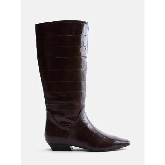 Scoop Women's Faux Croc Flat Tall Boots | Walmart (US)