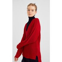 V-neck Sweater With Hang Loop In Red | Stradivarius (UK)