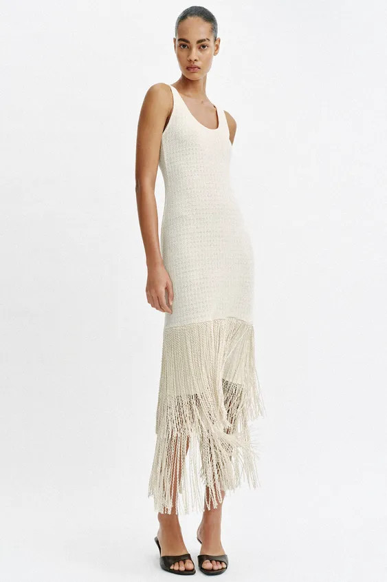 TEXTURED FRINGED DRESS | Zara UK