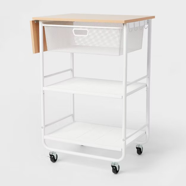 Metal Storage Cart with Mesh Drawer and Wood Top - Brightroom™ | Target