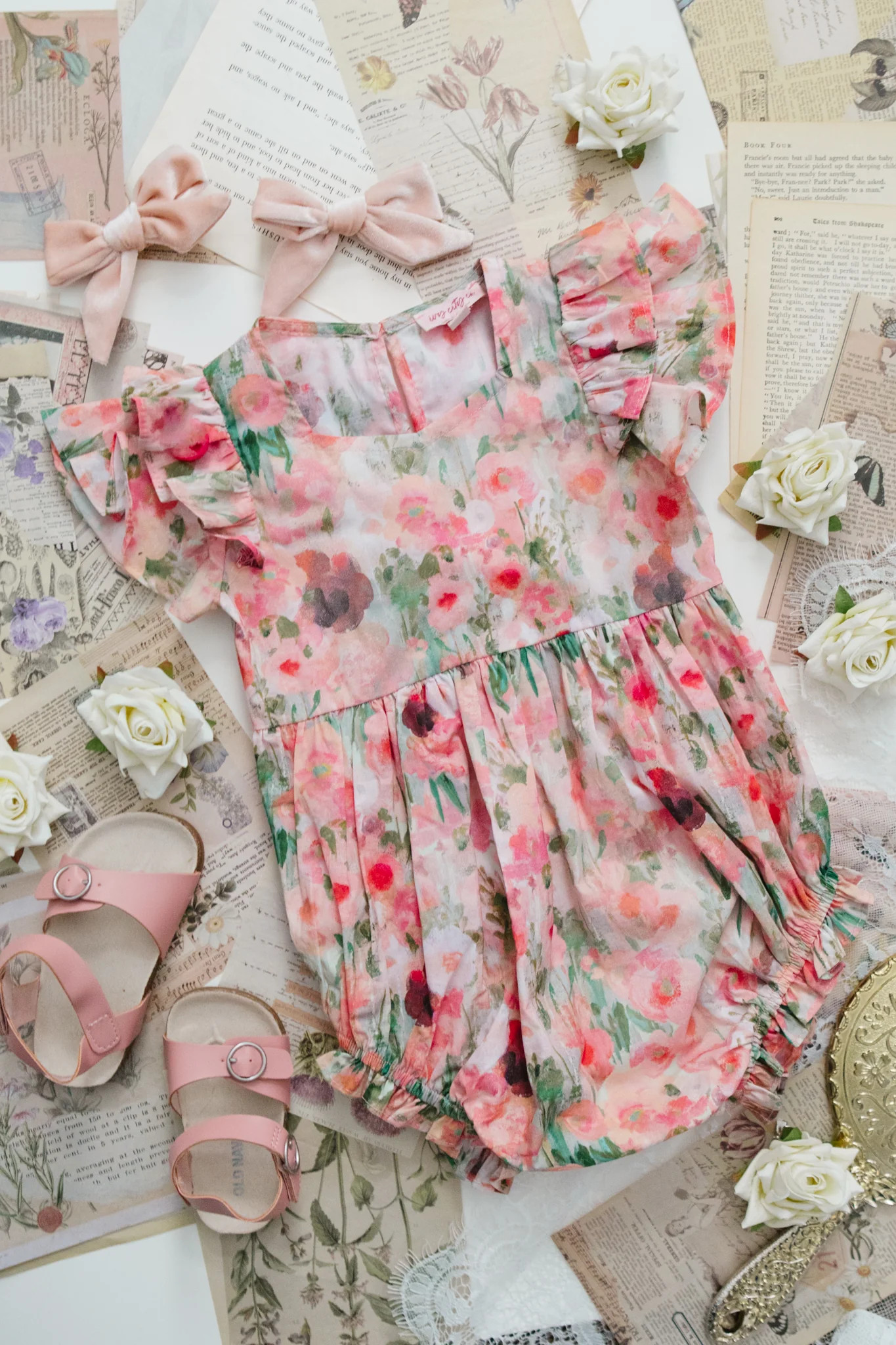 Baby Hattie Romper in Watercolor Floral | Ivy City Co