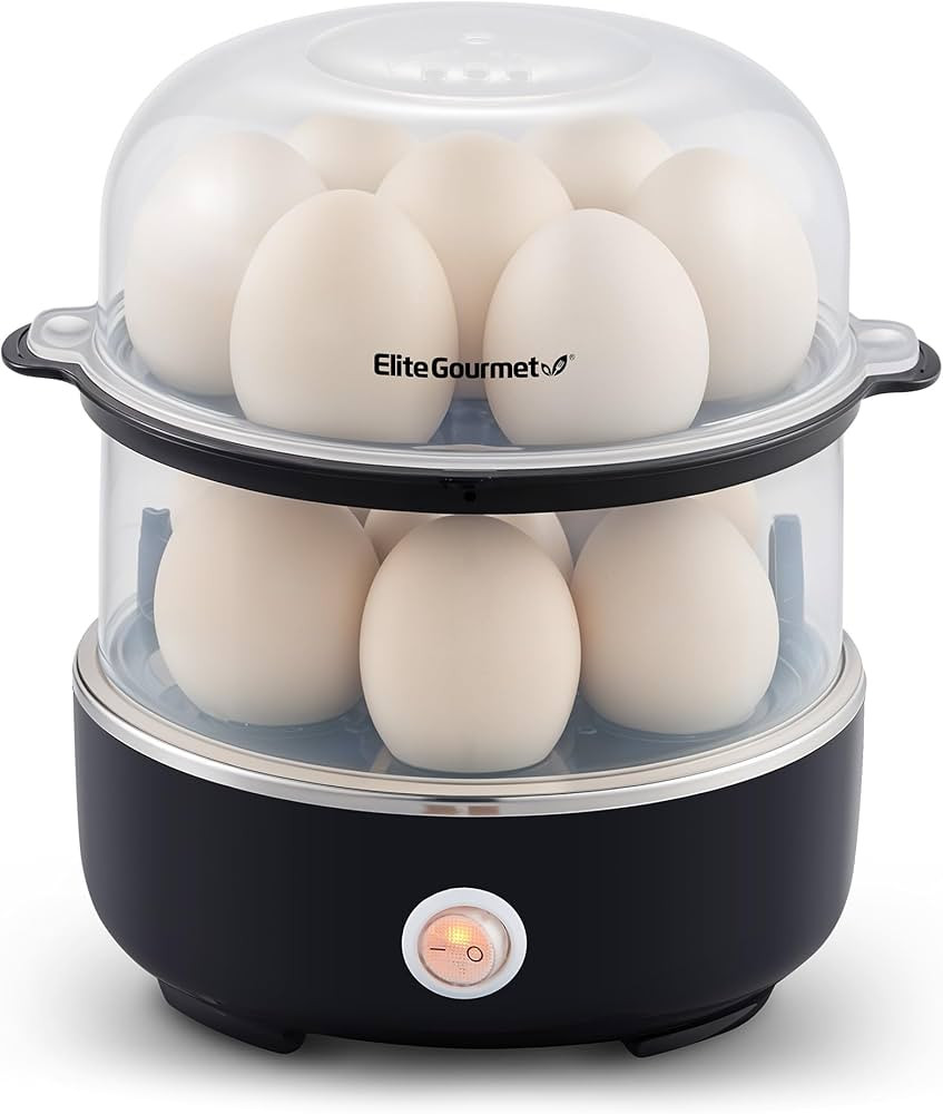 Elite Gourmet EGC1215B Easy Egg Cooker, Stainless-steel Heating Plate, Two-Tiered, 14-Egg Capacit... | Amazon (US)