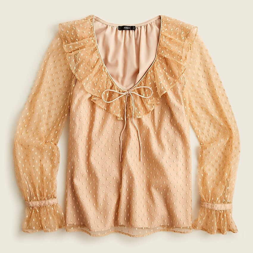 Ruffleneck top in clip dot | J. Crew US
